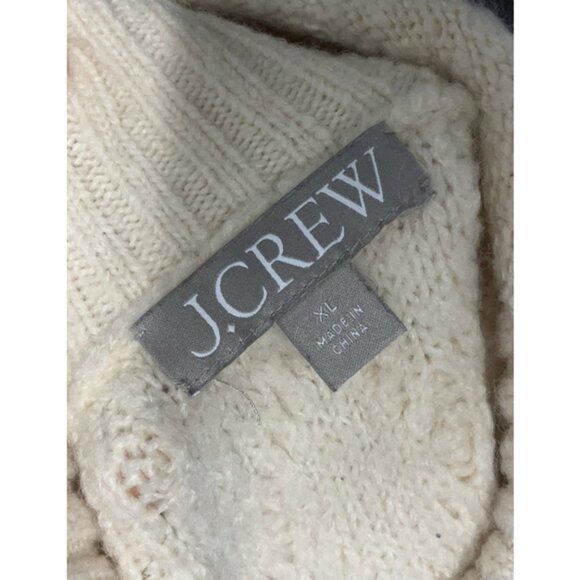 J Crew Ivory Cable Knit Mock Neck Sweater Merino Wool Blend Alpaca Pullover - Picture 5 of 11